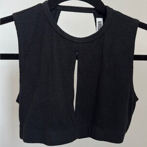 XS/S Joah Brown Black Sleeveless Open Back Crop Tank Top
